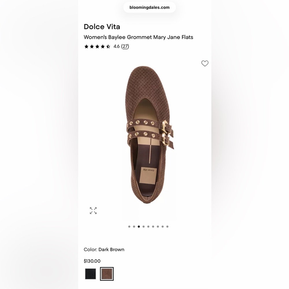 Dolce Vita Brown Perforated Double-Strap Loafer with Gold Buckles